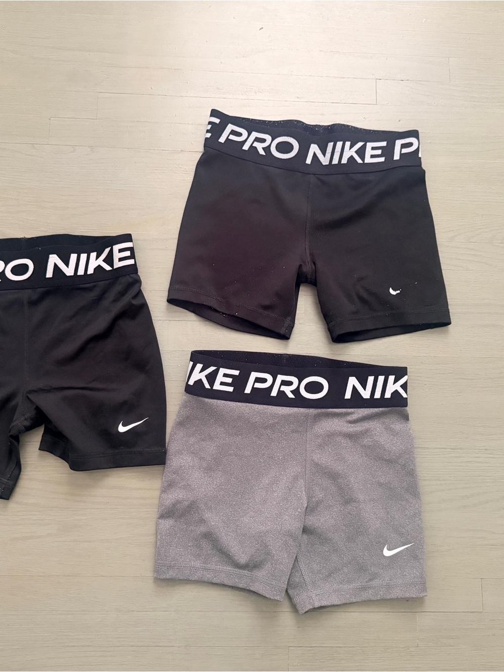 Nike Kids' Pro Compression Shorts – Black & Gray with White Swoosh